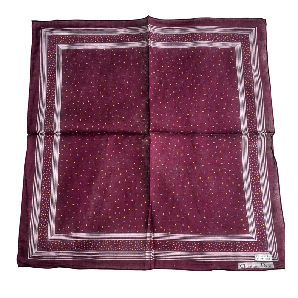 Christian Dior Polka Dot Handkerchief Scarves Set of 2